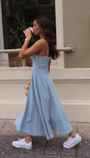 Fashion Spaghetti Strap Dresses For Women Summer Casual Beach Vestidos Midi Dress Sleeveless Slim A Line Dress
