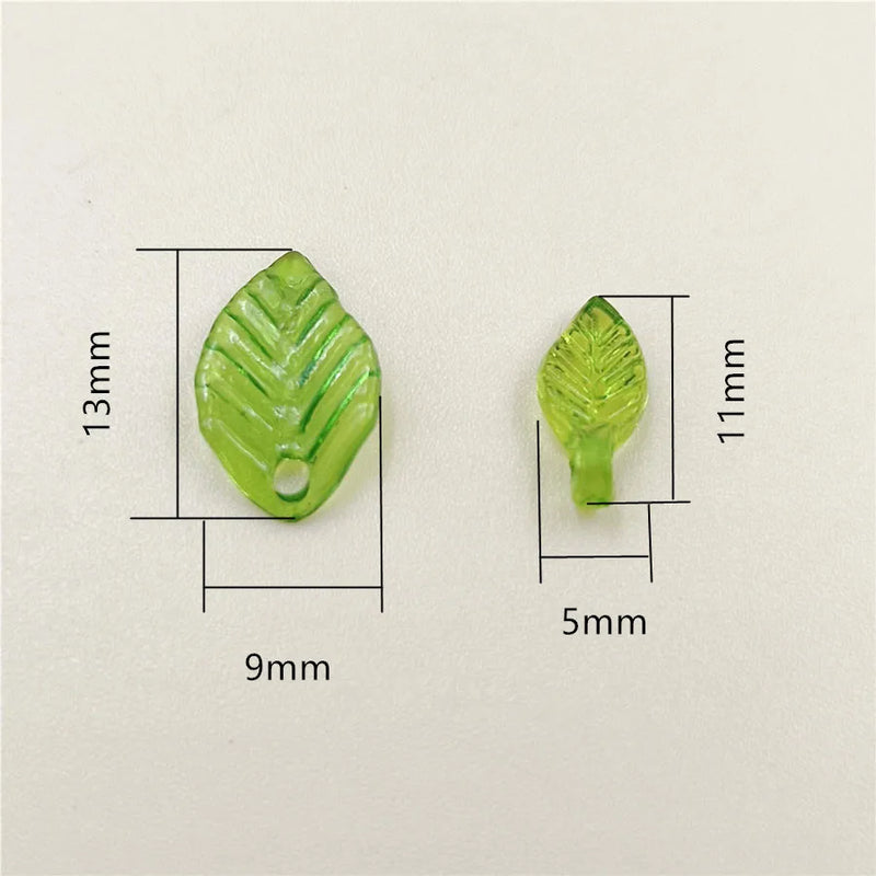 100Pcs Acrylic Green Leaf Pendant Fashion DIY Handmade Accessories Beads Ornament Materials Earring Jewelry Making