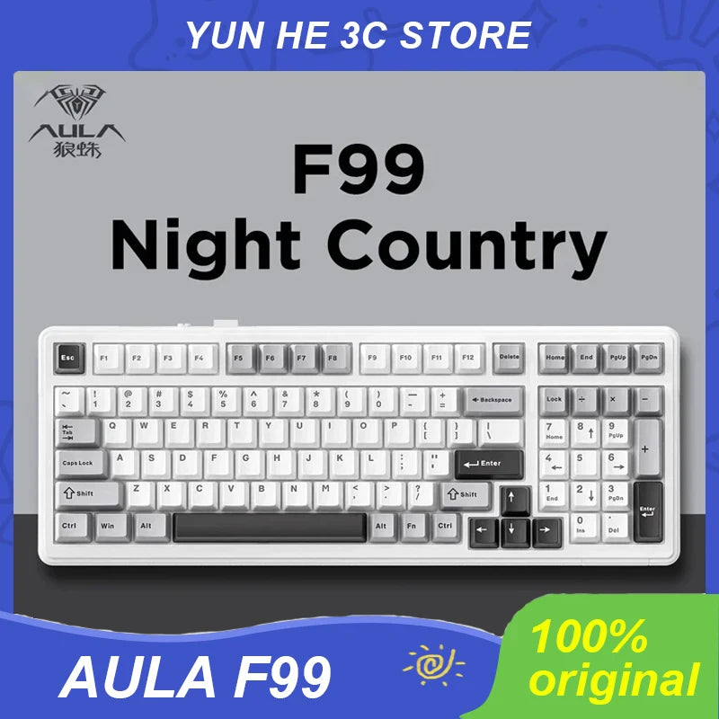 Aula F99 Mechanical Keyboard Wired/Bluetooth 5.0/2.4g Wireless Pbt Keycaps Hot Swap Gasket 99 Keys Customized Gaming Keyboard