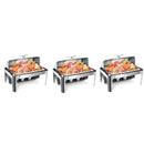 Roll Top Chafing Dish Buffet Set, 9 Quart 1/2 Size Pan Chafer, Rectangle Stainless Steel Set, For Wedding, Parties, Banquet,
