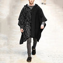 Autumn Trendy Men's Cape Coat Vintage Poncho Jacket Batwing Sleeve Irregular Design Men Hooded Trench Shawl Coat Cosplay Costume