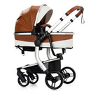 PU Leather Baby Stroller 3 in 1 Lightweight Carriage Foldable Travel Pram Multifunctional Mountable Infant Cart For Newborns New