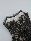 The Lace Hour | Strapless Lace-Panel Sheath Mini Dress