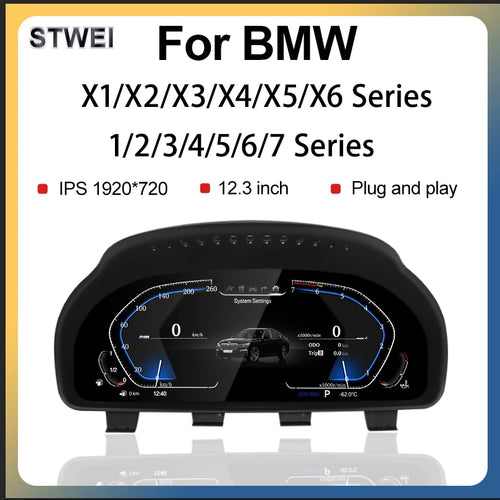 STWEI 2024 New Lcd Digital Dashboard Cluster Digital Speedometer For BMW 1/2/3/4/5/6/7 Seires X1/X2/X3/X4/X5/X6 Series