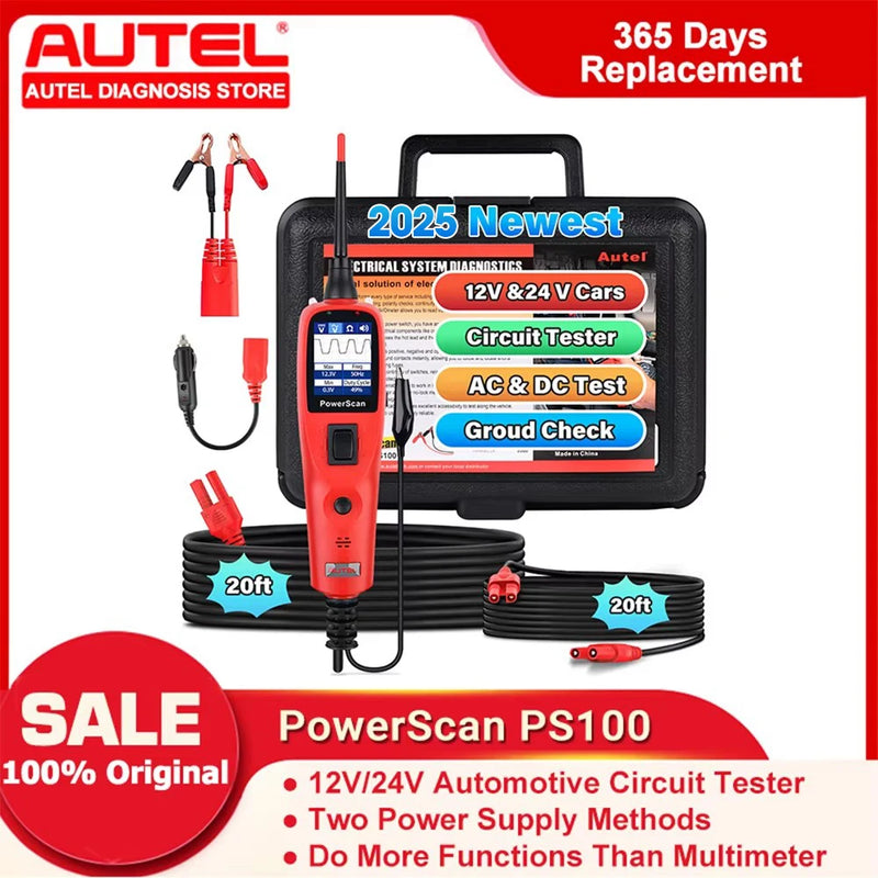 Autel PowerScan PS100 Automotive Circuit Tester Power Circuit Probe Kit Built-in Flashlight Electrical System Diagnostic Tool