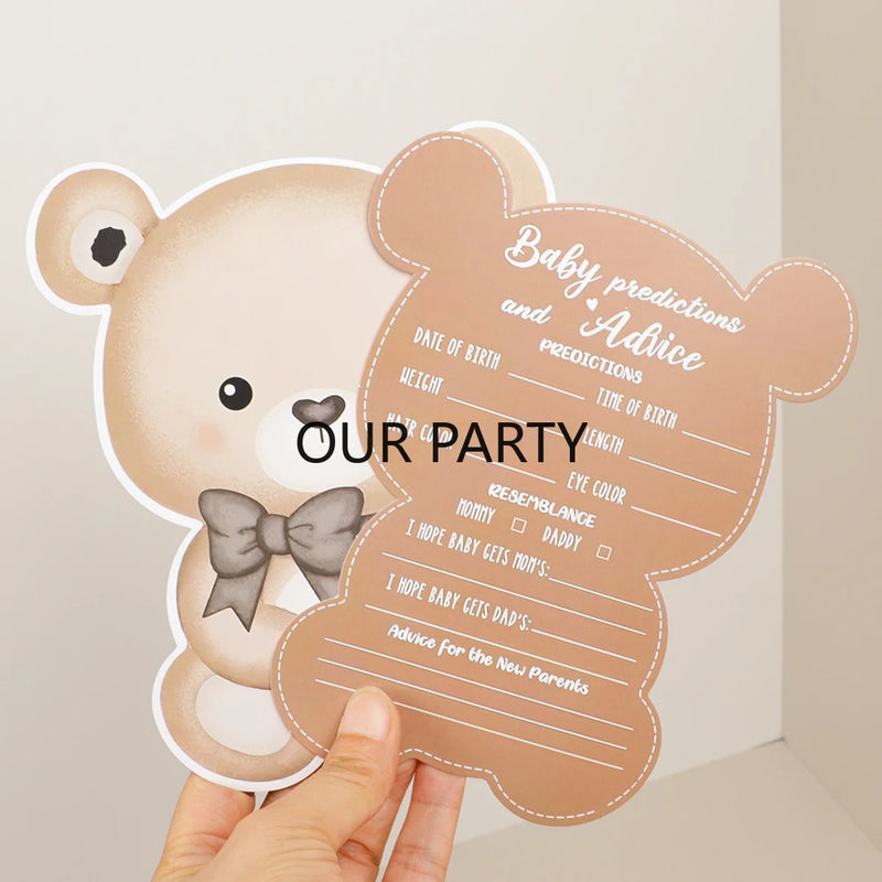 10 Sheets Gender Reveal Theme Predicitions Advice Game Card Cartoon Bear Voting Card for Baby Shower Birthday Party Decoration