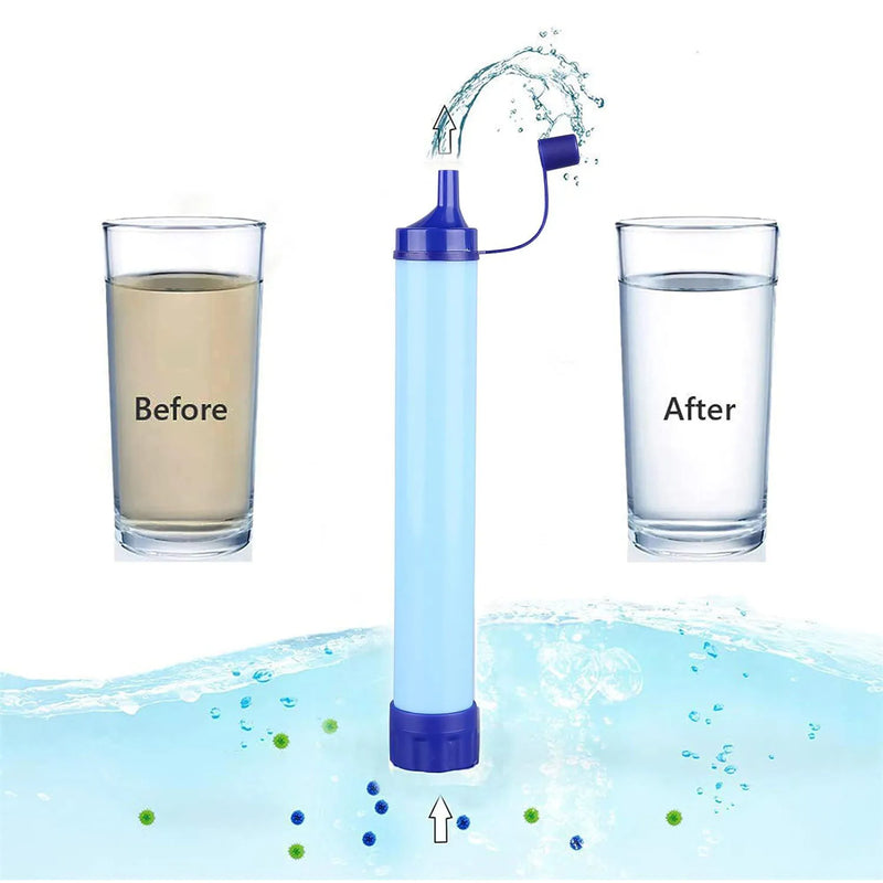 10000 Gallons Outdoor Personal Water Filter 0.01Mi 4-Stage Filtration System Portable Water Purifier Survival Straws for Travel