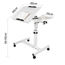 Height Adjustable Computer Table with Wheels Computer Trolley Side Table Bed Table Computer Desk Sofa Table for Home Office