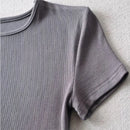Casual Summer Woman Skinny Fit T-shirt Tight Short-Sleeve O-neck Tee Basic Solid Crop Tops T Shirt