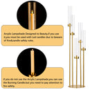 Gold Floor Candelabra 5 Arm Tall Candle Holder with Acrylic Lampshade for Wedding Table Birthday Party Decoration 10PCS