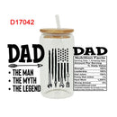3D UV DTF Transfers Stickers 16oz Cup Wraps Dad Father's Day Printed For DIY Glass Ceramic Metal Leather Etc. D16893