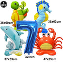 5pcs Cute Sea Animal Balloons Include Crab Seahorse Dolphin Turtle Shape Balloon Under The Sea Party Decors for 1st Birthday