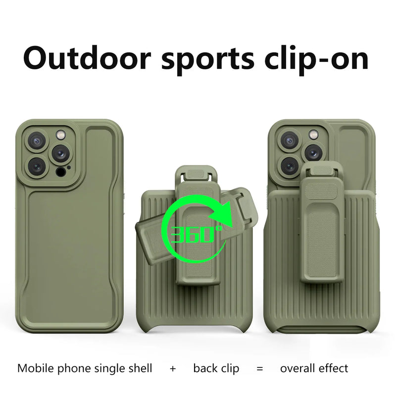 2 in 1 Military Holder Backpack Clip Stand Bracket Case For iPhone 15 14 11 12 13 Pro Max Outdoor Shockproof Protection Cover