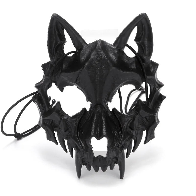 Halloween Mask Half-face Mask Cos Dragon God Fierce Tiger Night Fork Tengu Man Wolf Mask Performance Skull Masks