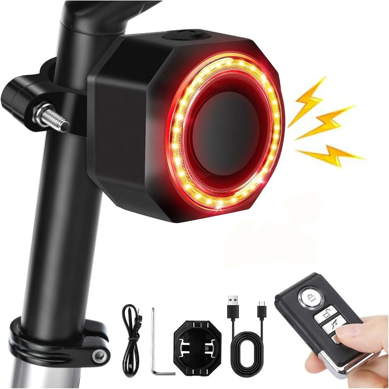 Bike Tail Light Anti-Left Alarm, Usb Rechargeable Bicycle Brake Rear Light For Night Riding, Bike Alarm With Remote Control