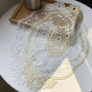 Luxury European Oval Lace Embroidered 4 Colors Tablecloth Table Mat Set Hotel Banquet Villa Party Furniture Christmas Decoration