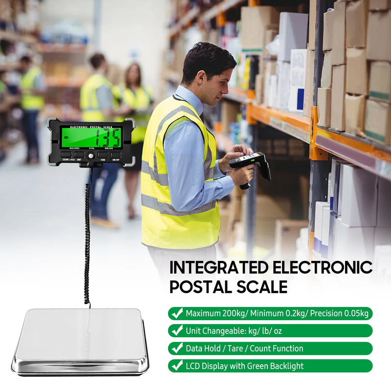 PS21 Digital Scale 200KG 120KG Electronic Postal Scale Stainless Steel Floor Scale LCD Backlight Display Portable Shipping Scale