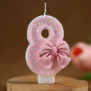 2th Birthday Candles Number 2 Candles with Pink Glitter Bow Happy Birthday Cake Topper Decoration for Party Celebrations