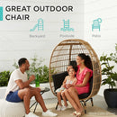 Wicker Egg Chair, Oversized Indoor Outdoor Lounger for Patio, Backyard, Living Room w/ 4 Cushions, Steel Frame,  Navy
