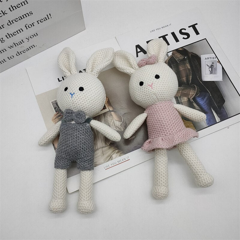 1 PCS new handmade crochet rabbit wool doll wool animal stuffed plush soothing handmade Crochet Bunny deer fox lion Baby Doll