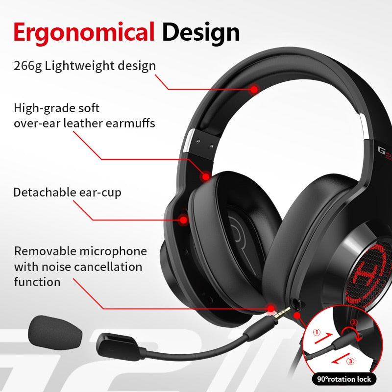 Edifier G2II Gaming Headset Gamer Headphones Wired Headset 50mm driver 7.1 Surround Sound RGB Light Noise Cancelling Microphone