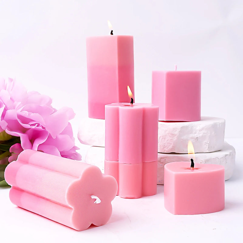 Love Flower Shape Silicone Mold DIY Handmade Multiple Height Scented Candle Setting Epoxy Mould 3D Gypsum Drop Glue Home Deco