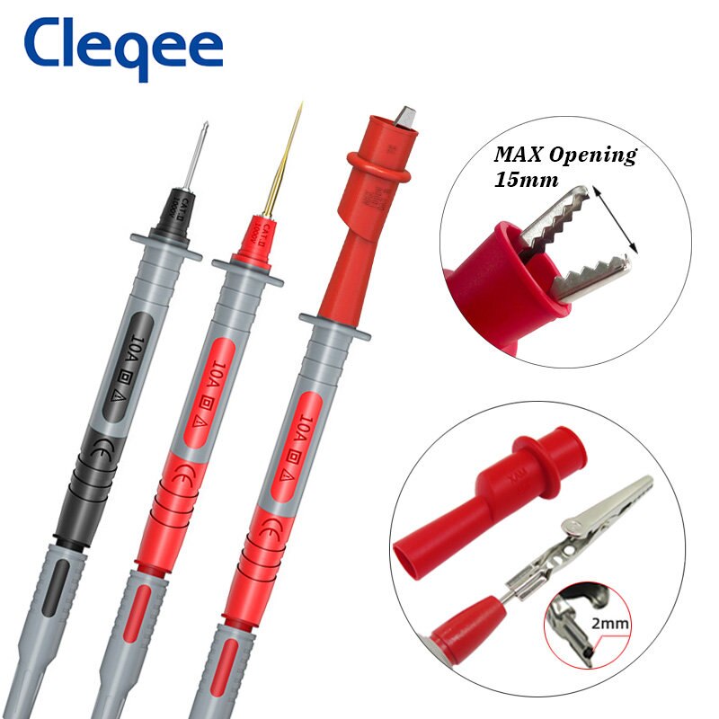 Cleqee P1308B 18PCS Test Lead Kit 4MM Banana Plug To Test Hook Cable Replaceable Multimeter Probe Test Wire Probe Alligator Clip