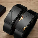 PU Leather Automatic Belt for Men, Ratchet Buckle Casual Formal Strap for Work Business Party Daily Gift