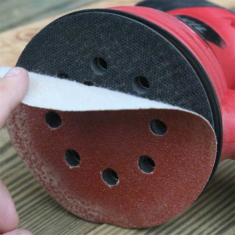 100/60pcs 125mm Sandpaper Round Shape Sanding Discs Hook Loop Sanding Paper Buffing Sheet Sandpaper 8 Hole Sander Polishing Pad