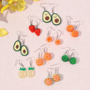 Fashion Simple Acrylic Strawberry Orange Avocado Pendant Earrings Quality Drop Earrings for Girl Women Gift Lovely Fruit Jewelry