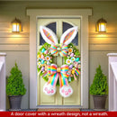Easter Door Cover Decoration Plush Rabbit Wreath Easter Egg Coloured Ribbon Background Indoor Outdoor Porch Banner Party Supply