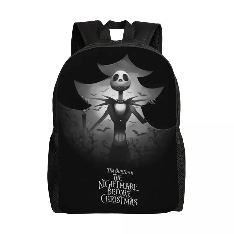 Custom Nightmare Before Christmas Backpacks for Men Women School College Student Bookbag Skellington Halloween Skull Bags