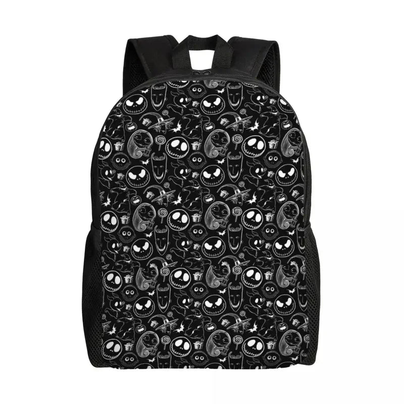 Custom Nightmare Before Christmas Backpacks for Men Women School College Student Bookbag Skellington Halloween Skull Bags