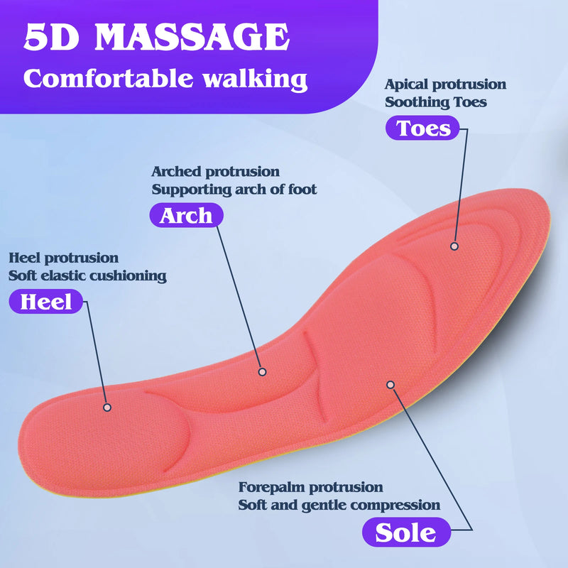 5D Massage Memory Sport Insoles Shoes Breathable Cushion Men Women Orthopedic Arch Support Insoles Care Orthopedic Insole