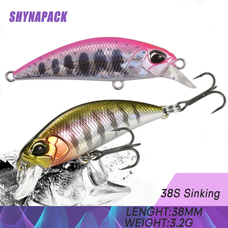 2023 Hot 38Mm 3.2G Mini Sinking Minnow Fishing Lures Jerkbaits Peche Artificial Bait Wobbler Lure for Trout Bass Carp Fishing