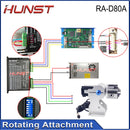 Hunst Rotary Attachment D80 Rotary Device with 3 Jaw Chuck, Can Choose DM5042 Driver for UV CO2 and Fiber Laser Marking Machine