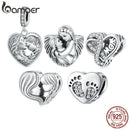 BAMOER 2024 New 925 Sterling Silver Mother and Daughter Hug Charm Beads for Charm Bracelet Personalized DIY Jewelry Making