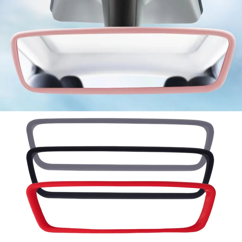 For Tesla Model 3 Y 2023 Interior Accessories Rearview Mirror Protector Trim Silicone Decor Frame White Pink Protection Strip