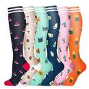 6 PAIRS Compression Socks Flowers Animal Fruit for Men Women Running Nurse Socks Nurses Sport Ladies Lady Womens Running