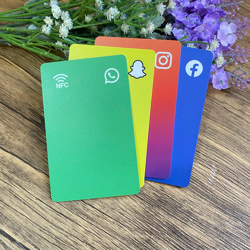 Follow us on Instagram Facebook Snapchat WhatsApp NFC Social Business Card  Tap Connect Cards