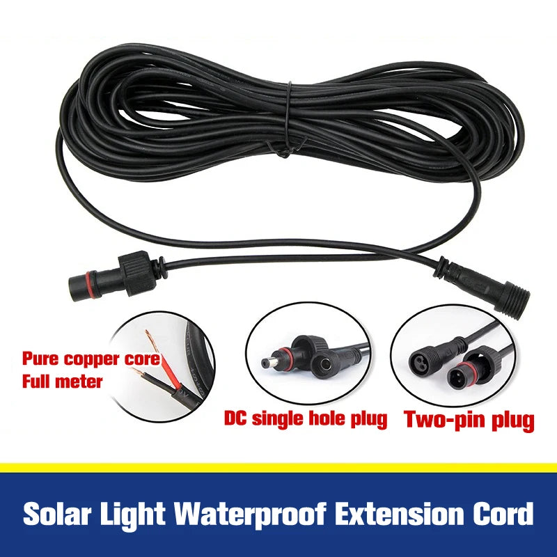 Spike Lights 2pin 5m 22AWG For Solar Spotlights Waterproof Cord Extension Cable Wear Resistant Portable Low Frequency Universal