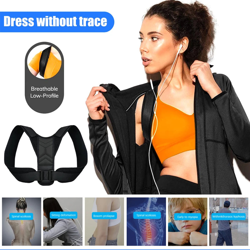 Posture Corrector for Men and Women, Adjustable Upper Back Brace Providing Pain Relief From Neck, Shoulder, Upper and Lower Back