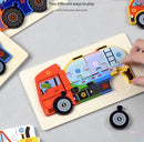 Children 3-6 Years Old Intellectual Development Engineering Traffic Car Wooden Three-Dimensional Jigsaw Mosaic Early Education