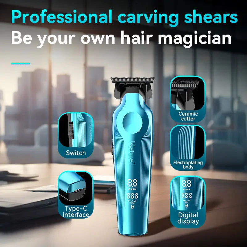 Kemei 2299 professional men's hair/beard trimmer with zero gap hair clipper and T-shaped blade, cordless charging KM-264 km-2299