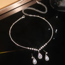 New Luxury Brand Fashion Green Water Drop Crystal Necklace Earring Set for Women Exquisite Wedding Bride Zircon Jewelry Set Gift