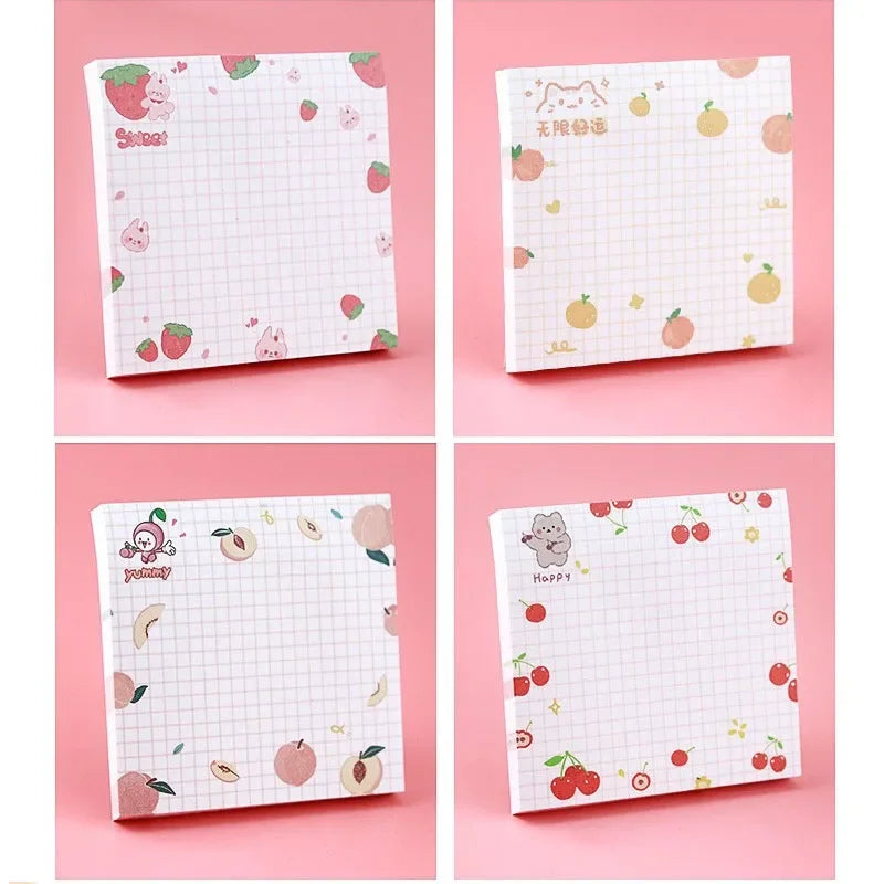 80 Pages/pack Kawaii Animals and Fruits Sticky Notes Memo Pad To Do List Cute Journaling Supplies Planner Sticker Deco