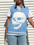 Darlingaga Harajuku Totenkopf-Print Y2K Lockerer Herbst-Winter-Pullover Damen Pullover Lässige Strickwaren Jumper 2023 Koreanische Pullover Neu