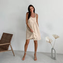 Cotton Linen Suspender Dress Spring and Summer Women's Beach Style Fake Casual Loose Soft Ruffled Edge A-line Suspender Dress