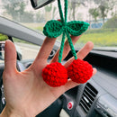 Cute Cherry Kawaii Flower Car Mirror Hanging Charm Fruit Decor Teens Interior Rear View Mirror car Accessories for Women