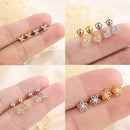 New 925 Silver Needles Minimal Earrings For Women Crystal Zircon Small Huggie Thin Cartilage Earring Girls Piercing Jewelry